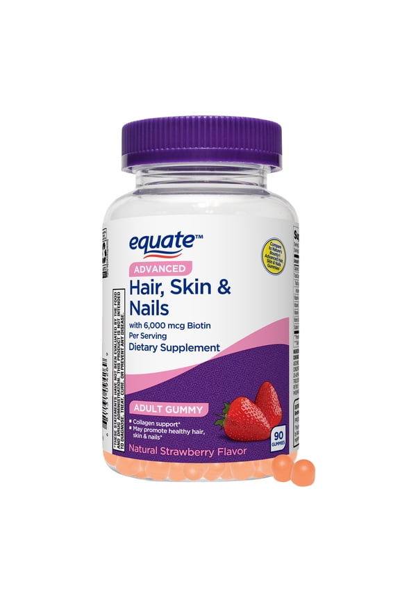 Advanced Hair, Skin & Nails Gummies Dietary Supplement, 90 Count, Compare to Nature’s Bounty® Advanced Hair, Skin & Nails Gummies