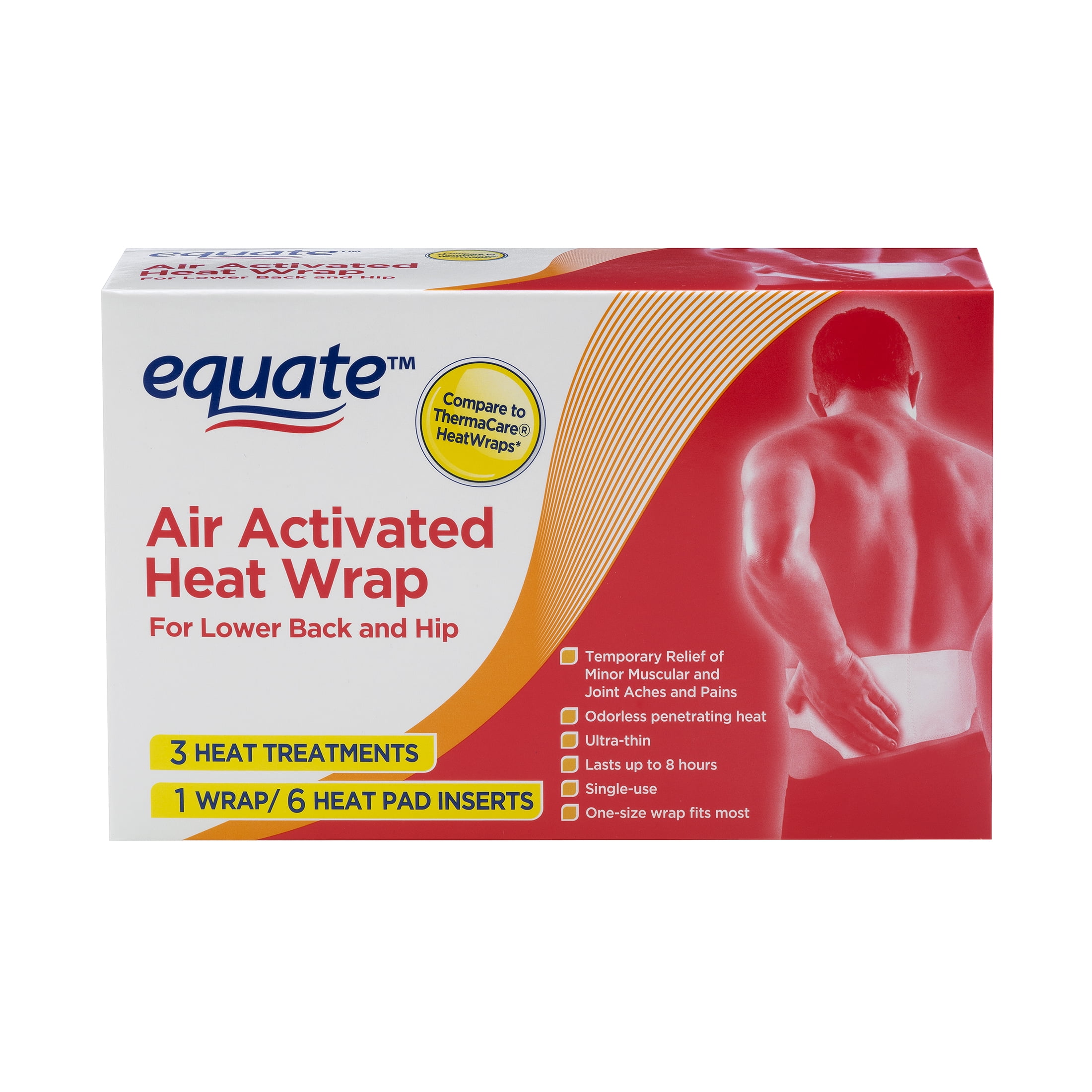 Equate Air Activated Heat Wrap, 3 Treatments, 1 Wrap with 6 Pads