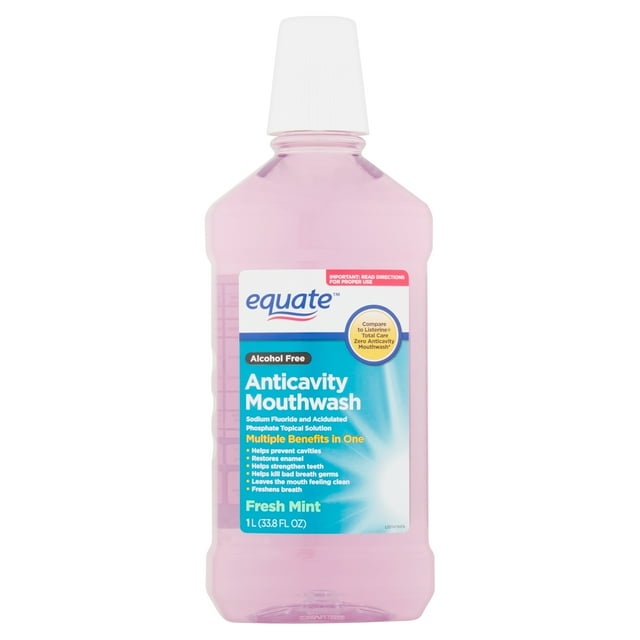 Equate Alcohol Free Kids Mouthwash, Fresh Mint, 33.8 Fl oz