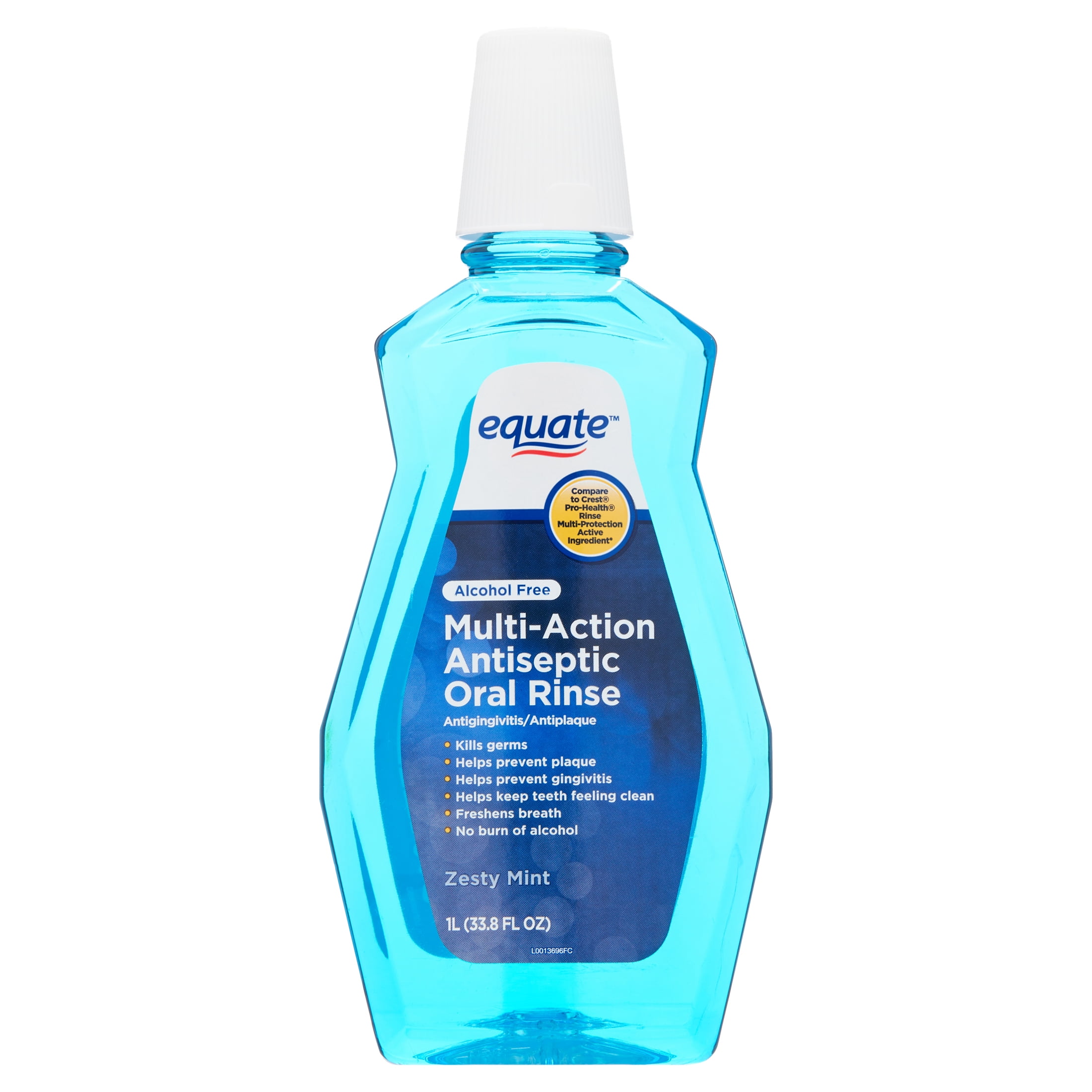 Equate Alcohol Free Multi-Action Antiseptic Oral Rinse, Zesty Mint, 33.8 fl oz