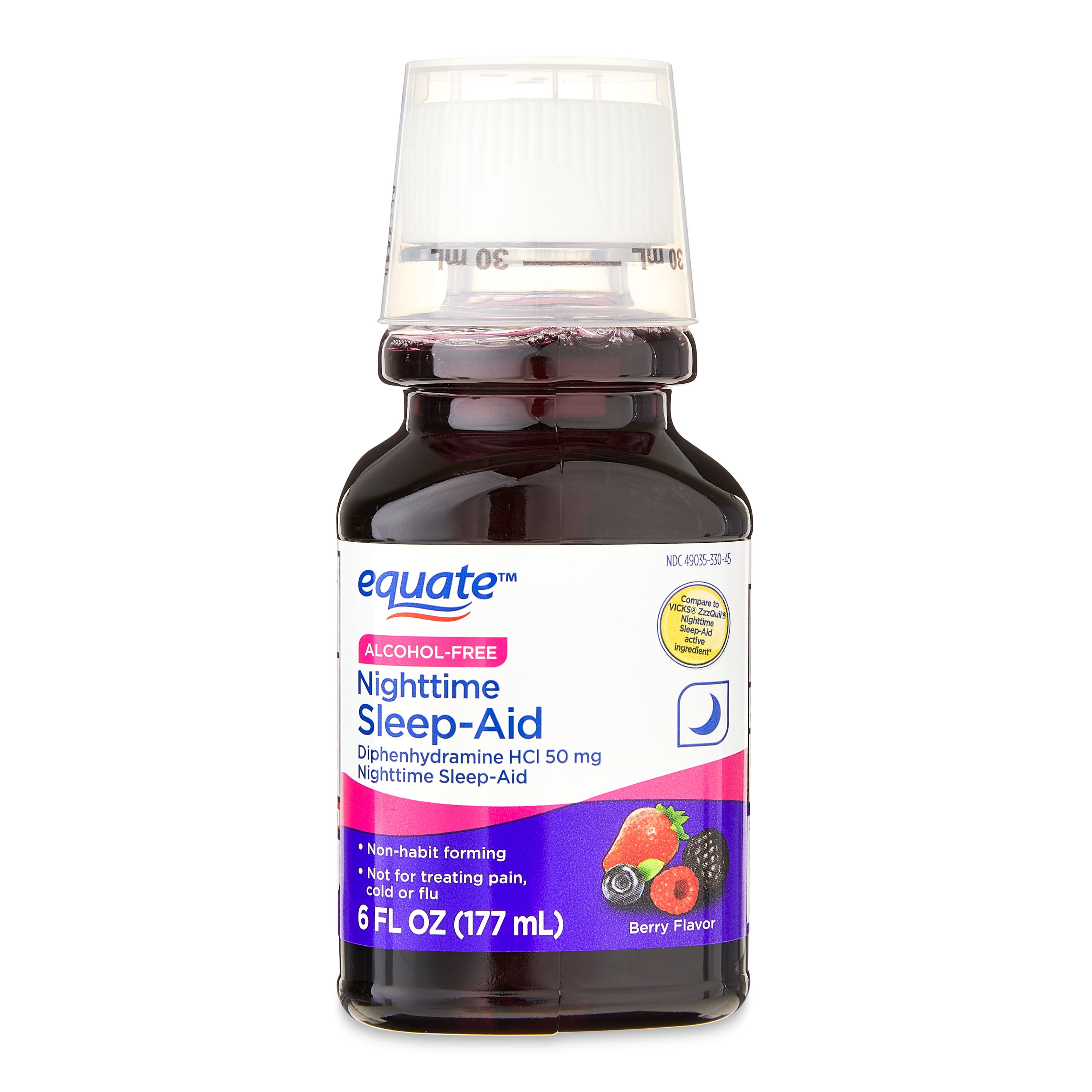 Equate Alcohol-Free Nighttime Sleep-Aid Liquid, Mixed Berry Flavor, 6 fl oz