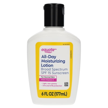 Equate All-Day Moisturizing Lotion with SPF 15 Broad Spectrum Sunscreen, 6 fl oz