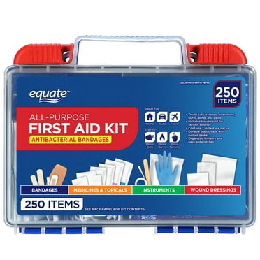 Equate All-Purpose First Aid Kit Home, Auto, Travel, Office, Sports, 250 Pieces