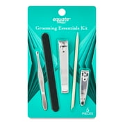 Equate Grooming Essentials Kit for Nail Care, (5 Count of a Tweezer, Nail File, Toenail Clipper, Wood Cuticle Stick, & Fingernail Clipper)