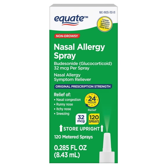 Equate Allergy Relief 24 Hour Non-Drowsy Budesonide Nasal Spray 32mcg, 120 sprays