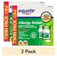 (2 pack) Equate Allergy Relief, Cetirizine Hydrochloride Tablets, 10 mg