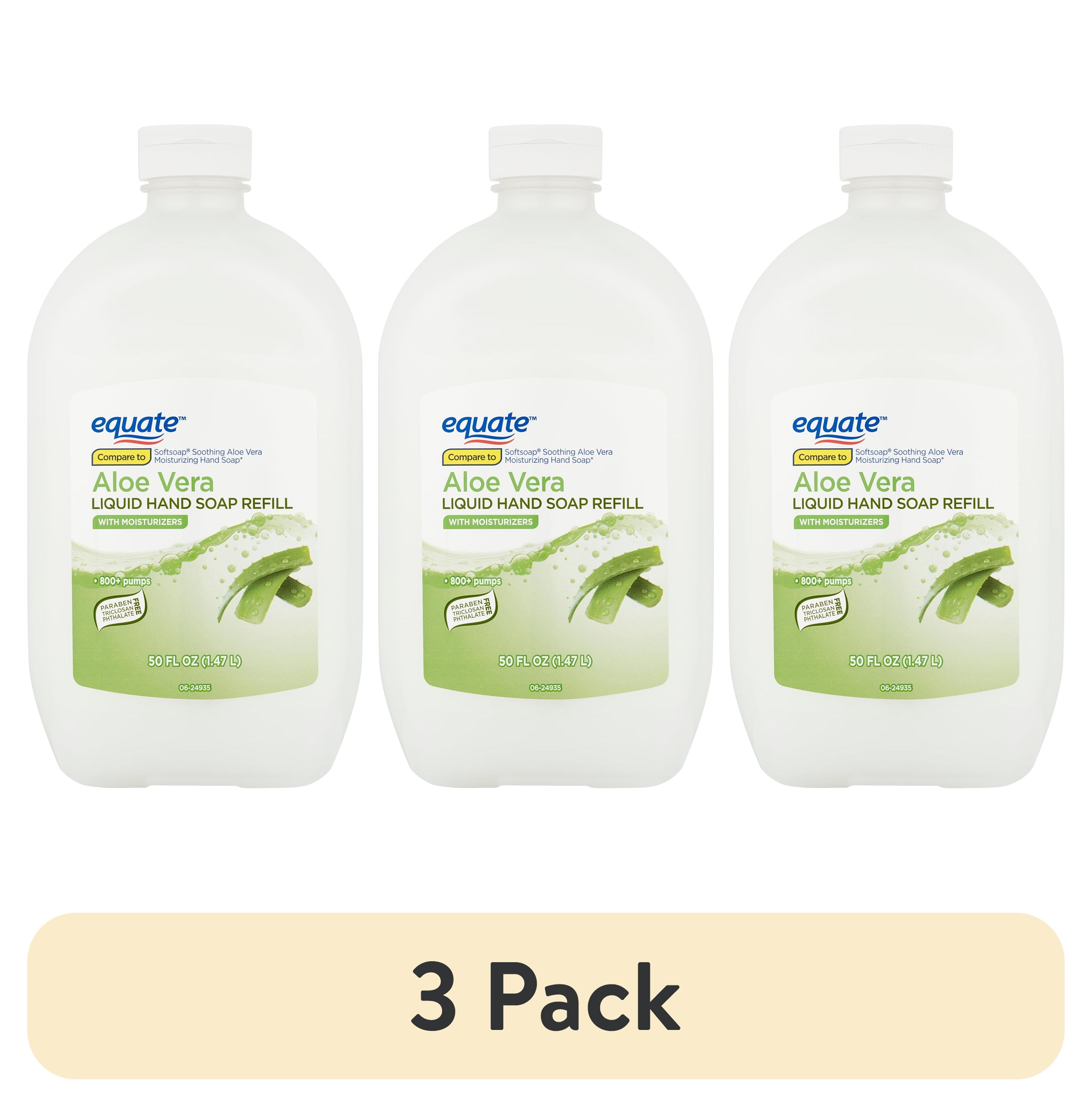 (3 pack) Equate Aloe Vera Liquid Hand Soap Refill, 50 fl oz