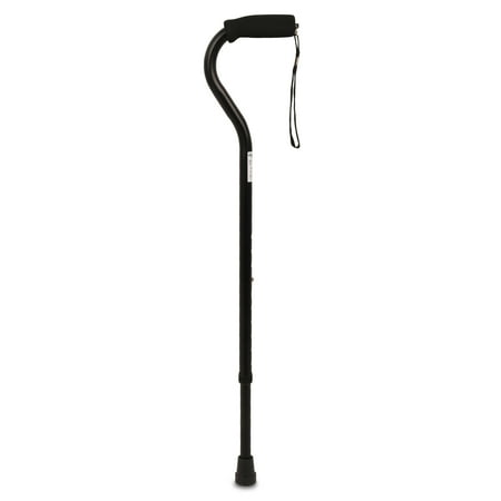 Equate Aluminum Mobility Offset Handle Cane with Foam Handles, Adjustable Height, Black
