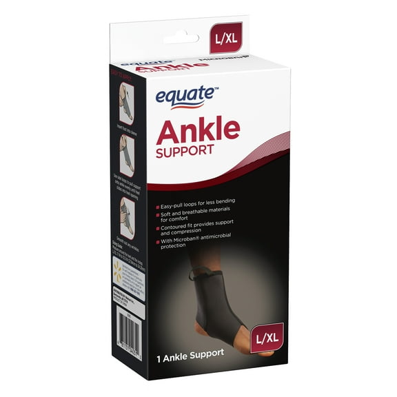Equate Ankle Support Brace, with Microban Antimicrobial Protection, Large / X-Large, Black