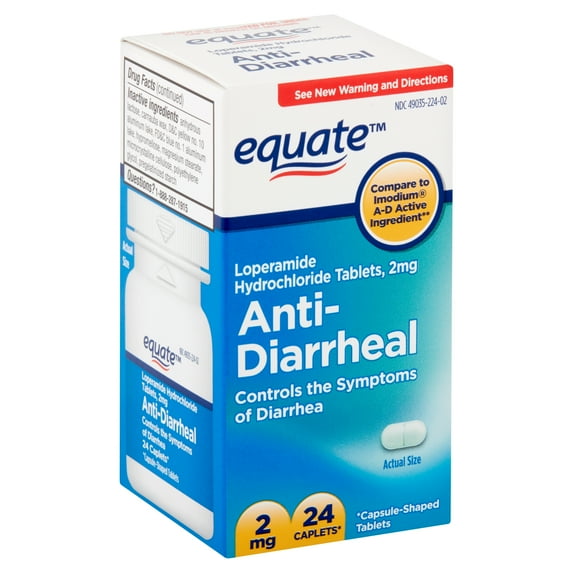 Equate Anti-Diarrheal Caplets, 2 mg, 24 Count