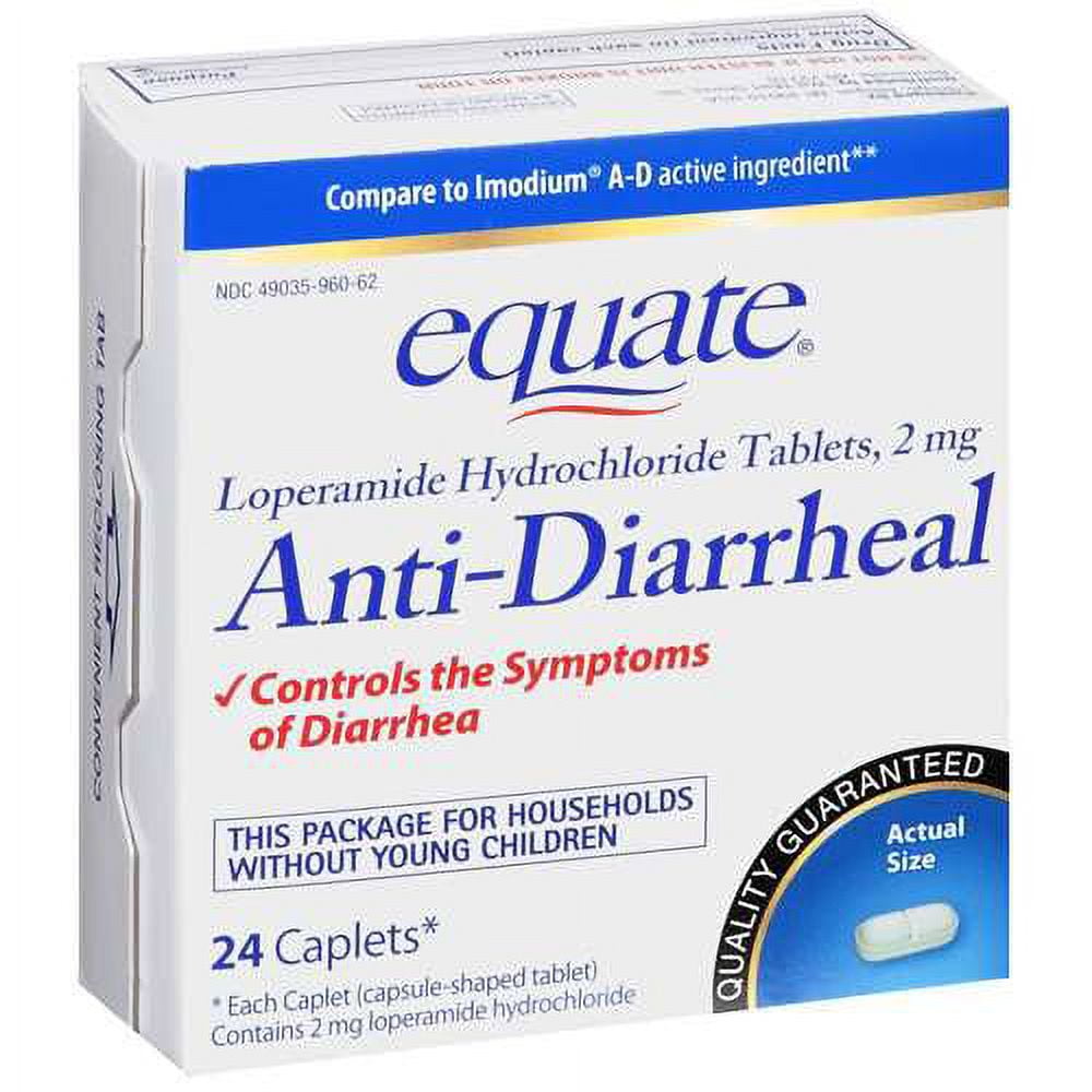 Equate AntiDiarrheal Loperamide Hydrochloride Tablets, 2 mg, 24 Count