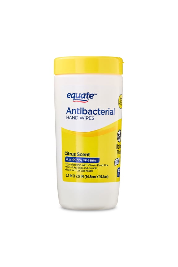 Antibacterial Hand Wipes, Citrus Scent, 40 Wipes