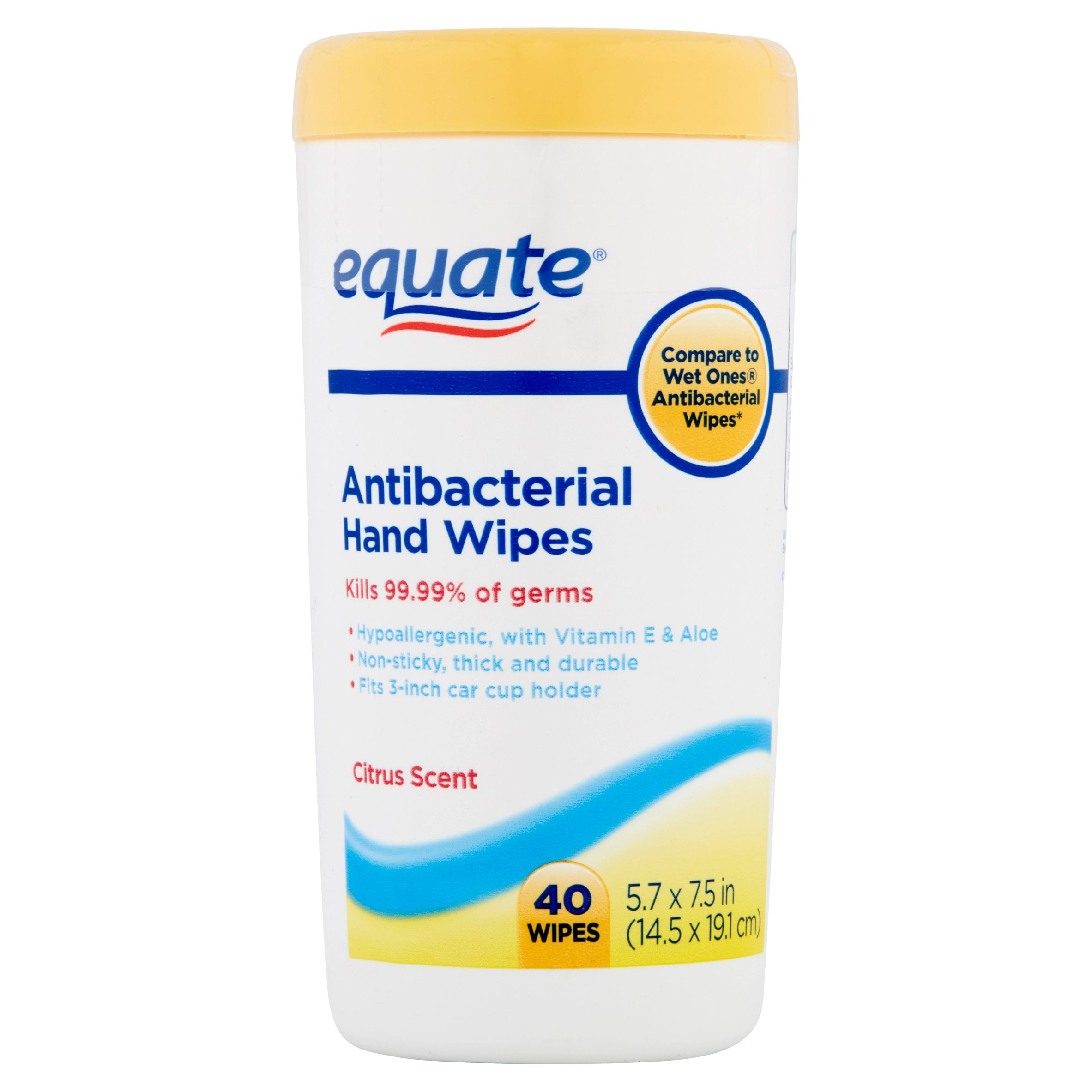 Equate Antibacterial Hand Wipes, Citrus Scent, 40 Count
