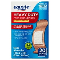 Equate Antibacterial Heavy Duty Fabric Bandages, Large, 20 Count