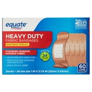 Equate Antibacterial Heavy-Duty Fabric Bandages, Large, 60 Count