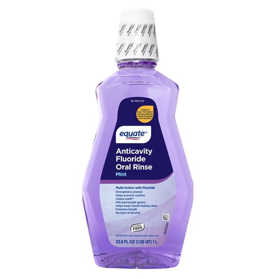 Equate Anticavity Fluoride Oral Rinse, Mint Flavor, 1 L, Compare to ...