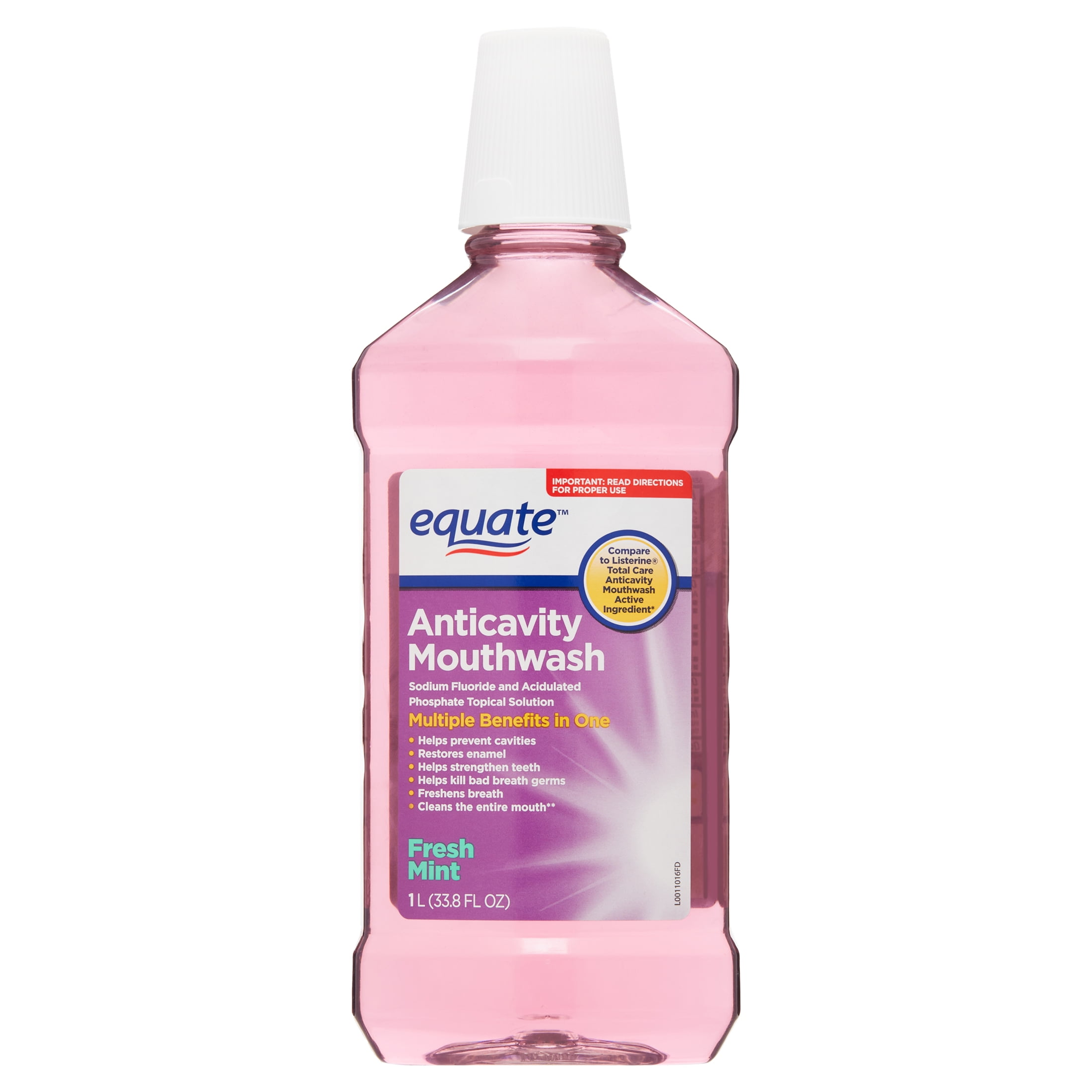 Equate Anticavity Mouthwash, Fresh Mint, 33.8 fl oz
