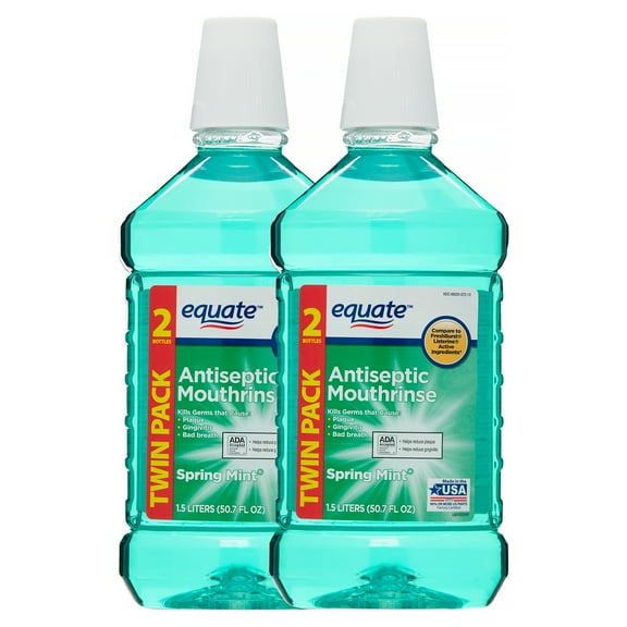 Equate Antiseptic Mouthrinse, Spring Mint, 101.4 fl oz, 2 Pack