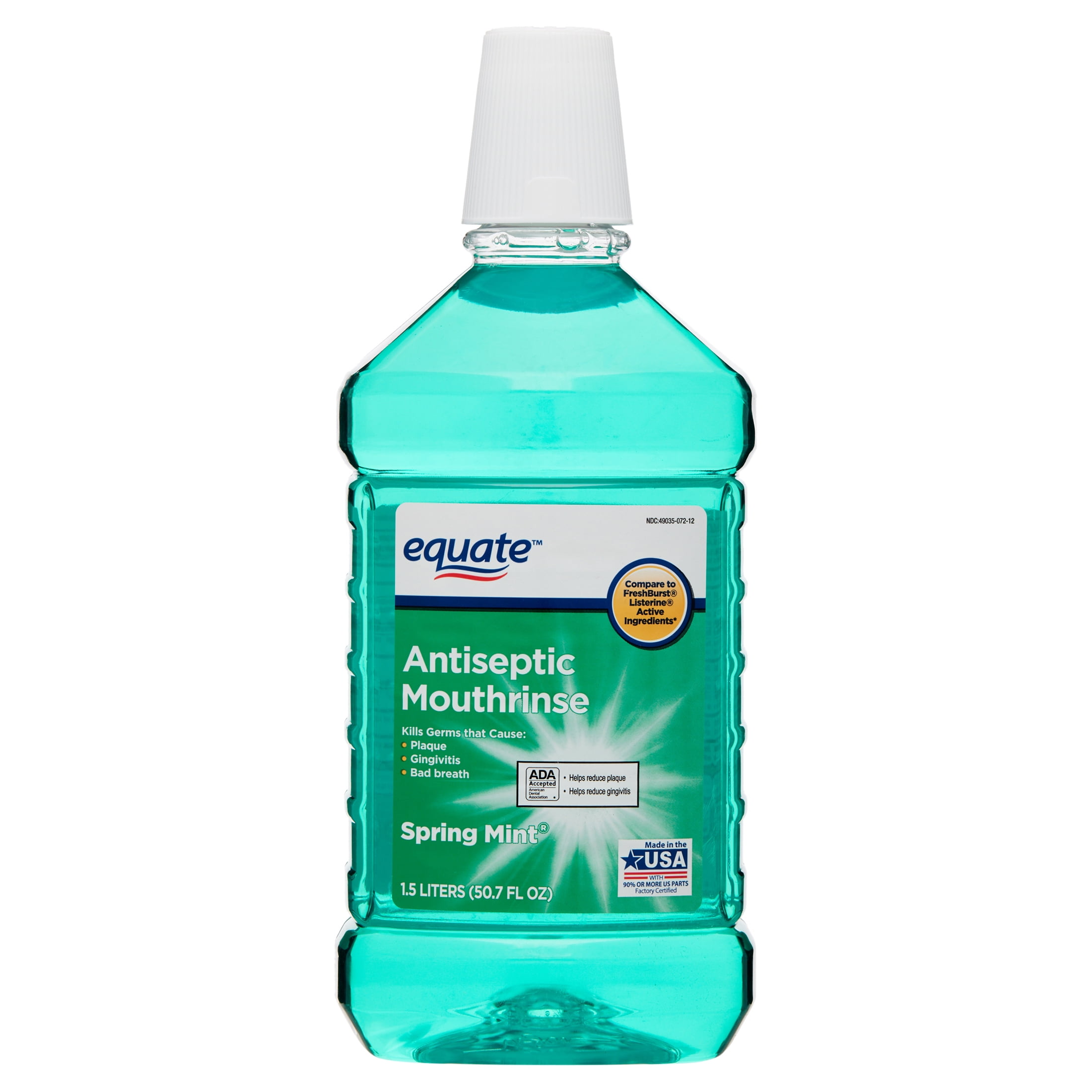 Equate Antiseptic Mouthrinse, Spring Mint, 50.7 fl oz