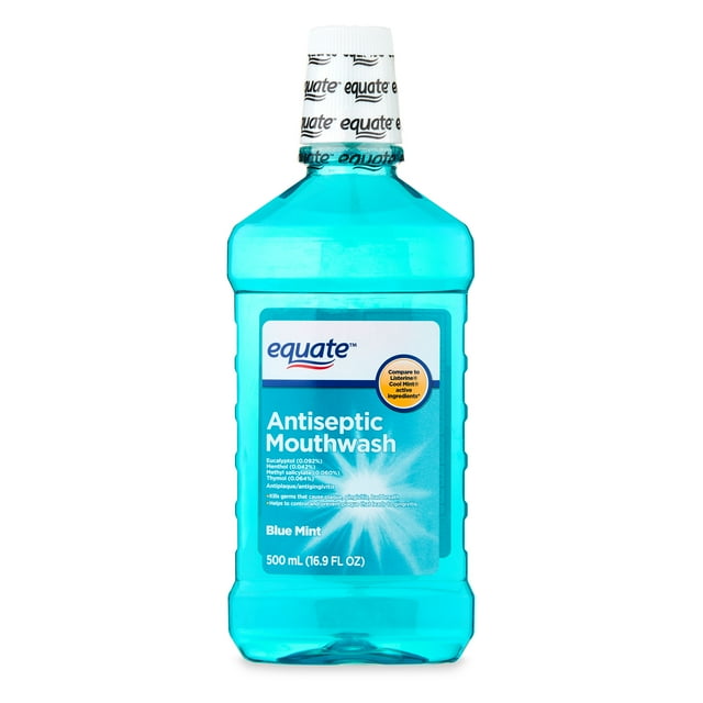 Equate Antiseptic Mouthwash, Blue Mint, 16.9 fl oz