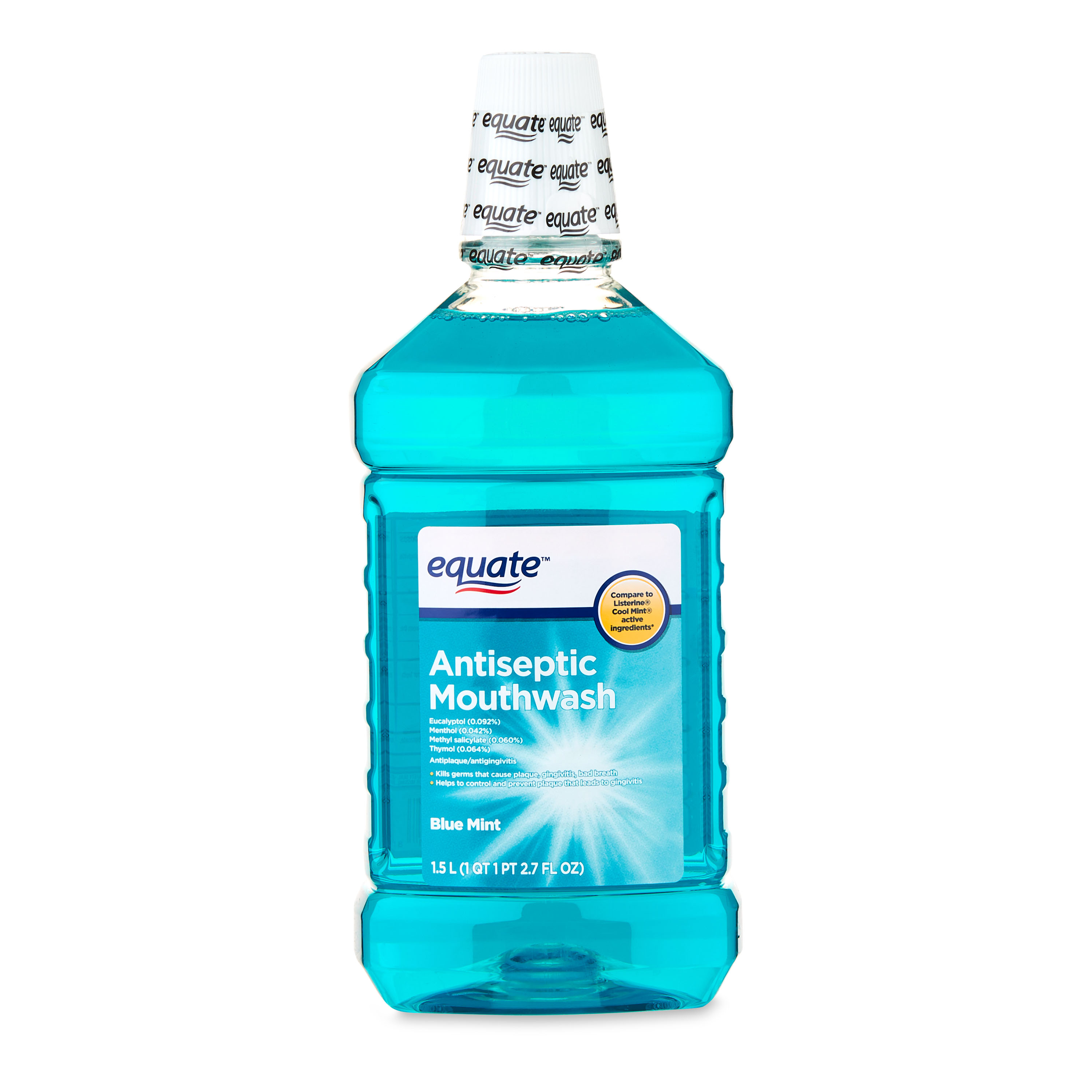 Equate Antiseptic Mouthwash, Blue Mint, 50.7 fl oz - image 1 of 7