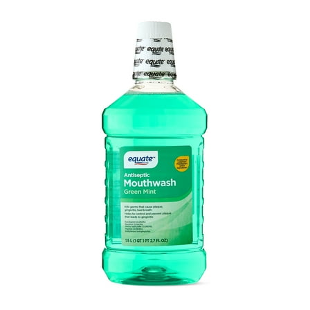Equate Green Mint Antiseptic Mouthwash for Bad Breath & Plaque Oral Care, 1.5L, Compare to Listerine® Freshburst® Active Ingredients