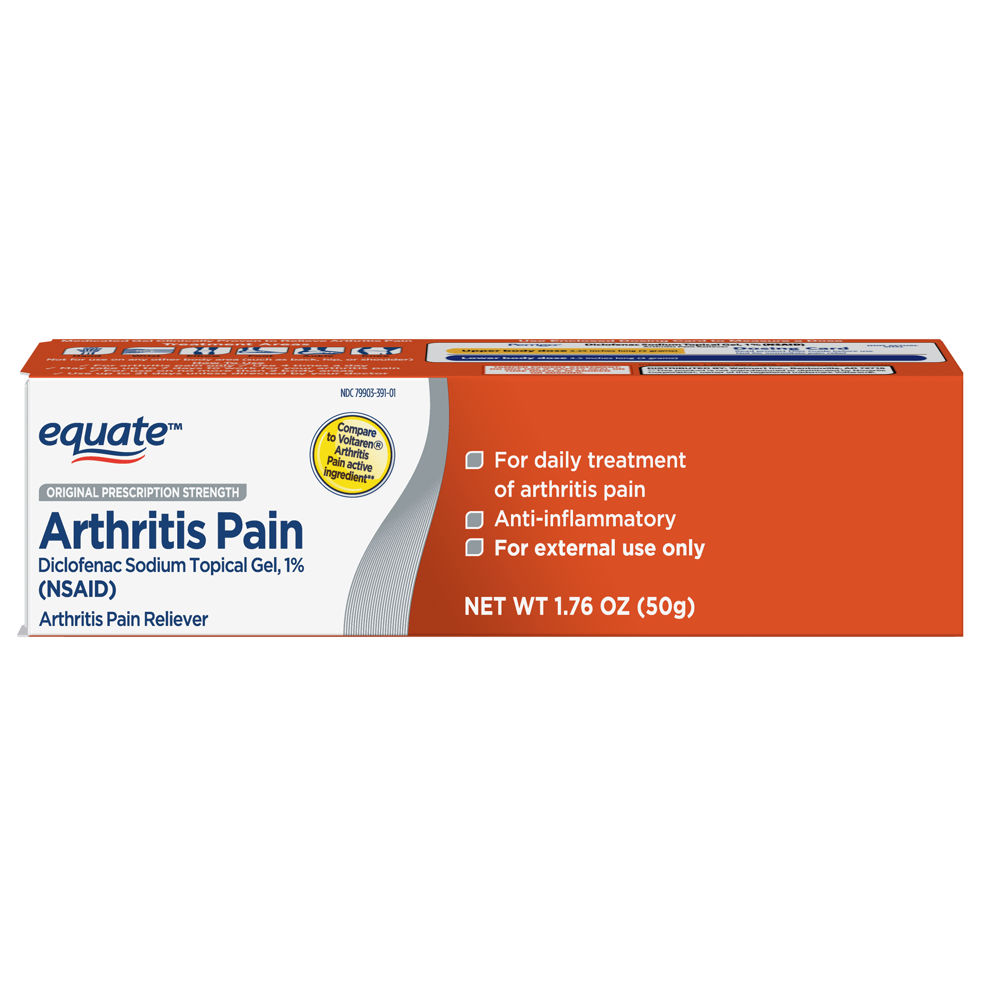 Equate Arthritis Pain Relieving Gel, Diclofenac Sodium Topical Gel, 1 Percent, 1.76 Oz