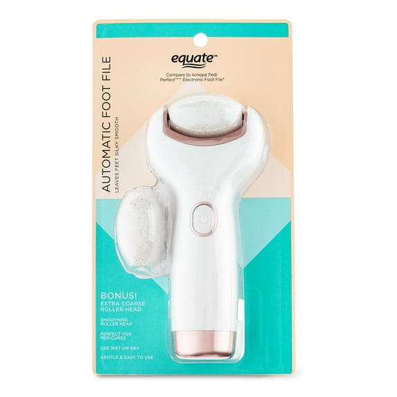 Equate Electric Foot File with Extra Coarse Roller Head for Foot Care Including Callus Removal & Smoothing, Wet or Dry, Compare to Amope Pedi Perfect® Electronic Foot File