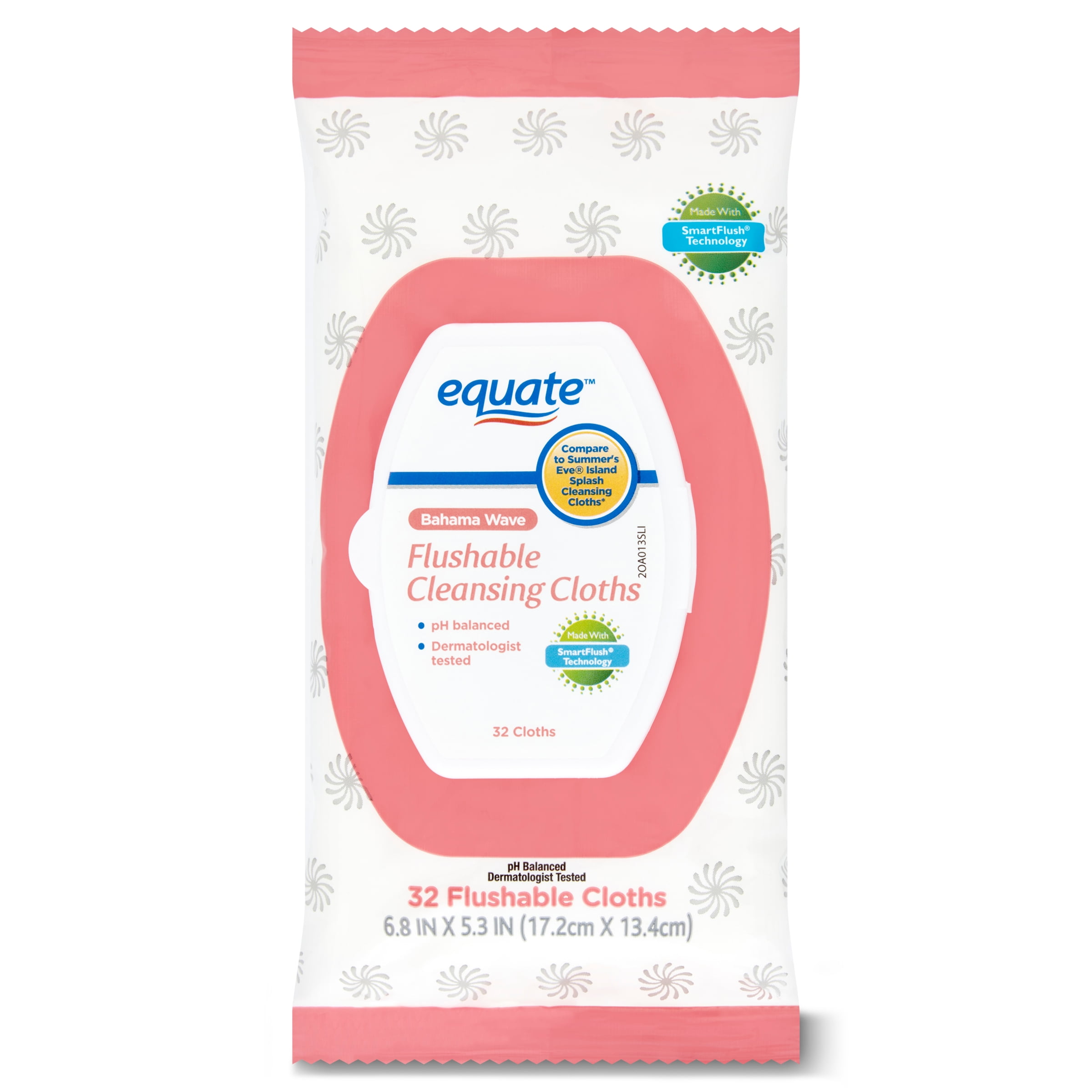 Equate Bahama Wave Flushable Cleansing Cloths, 32 Count