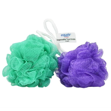 Equate Travel Loofah Bath Sponge Body Scrubber, Color May Vary, for Bath or Shower (2 Count)