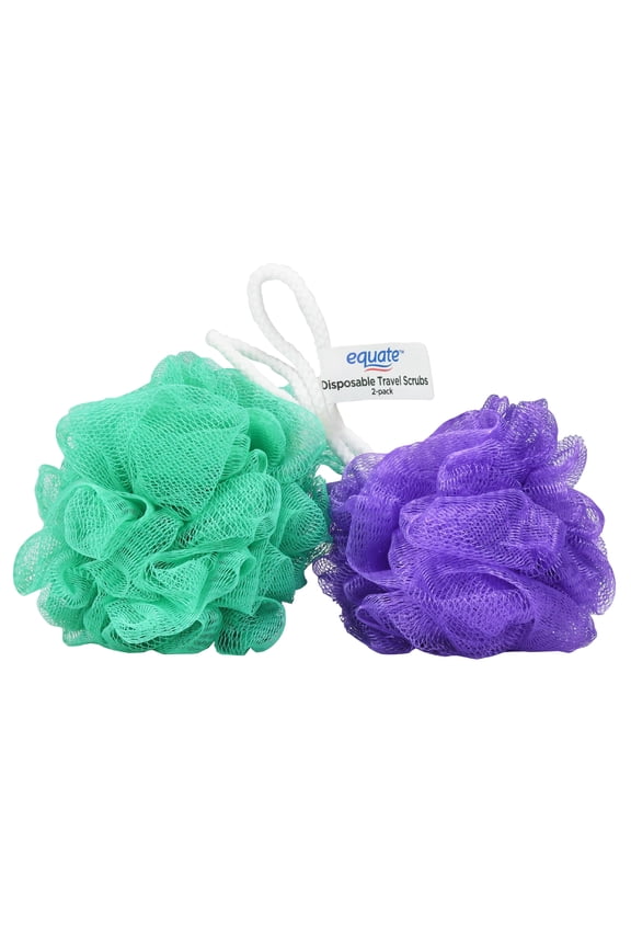Disposable Travel Bath Sponges, 2 Count, Color May Vary