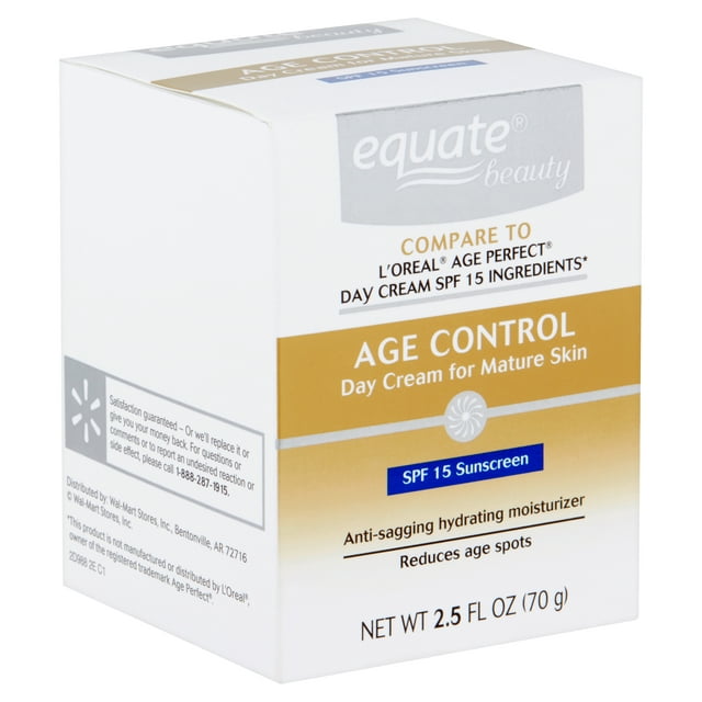 Equate Beauty Age Control Day Cream for Mature Skin Sunscreen, SPF 15, 2.5 fl oz