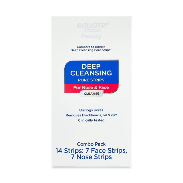 Equate Deep Cleansing Pore Strips for Nose & Face Combo Pack, 14 Count