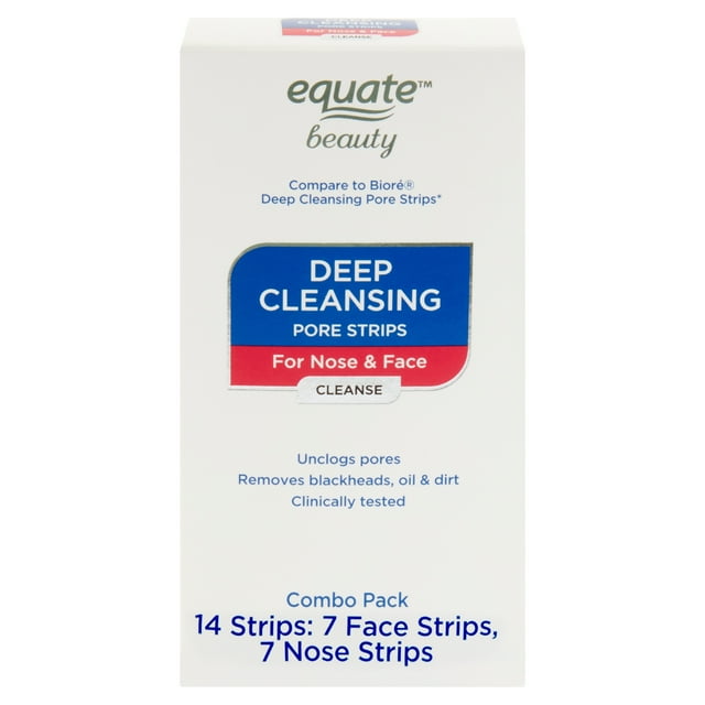 Equate Beauty Deep Cleansing Pore Strips for Nose & Face Combo Pack, 14