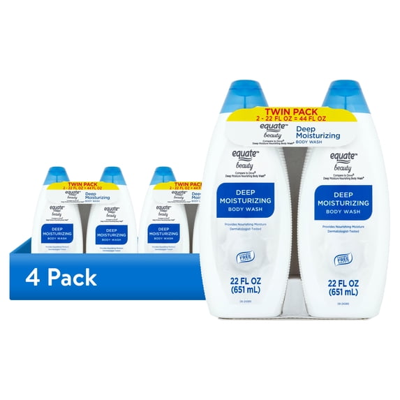 (4 pack) Equate Beauty Deep Moisturizing Body Wash, 22 fl oz, 2 Pack