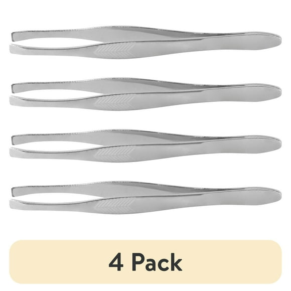 (4 pack) Equate Beauty Duo Pack Tweezers, Slant and Square Tip, 2 Pieces