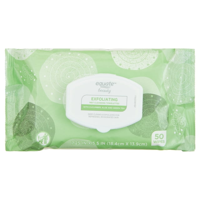Equate Exfoliating Cleansing Facial Wipe, Deep Cleansing MakeUp