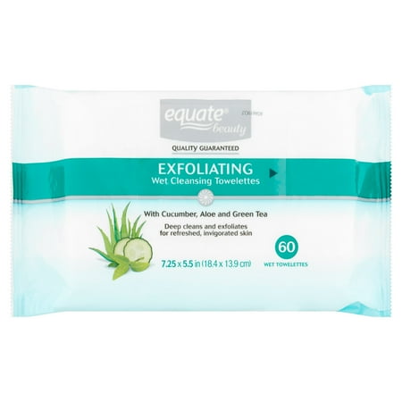 Equate Beauty Exfoliating Wet Cleansing Towelettes, 60 Ct, 2 Pk