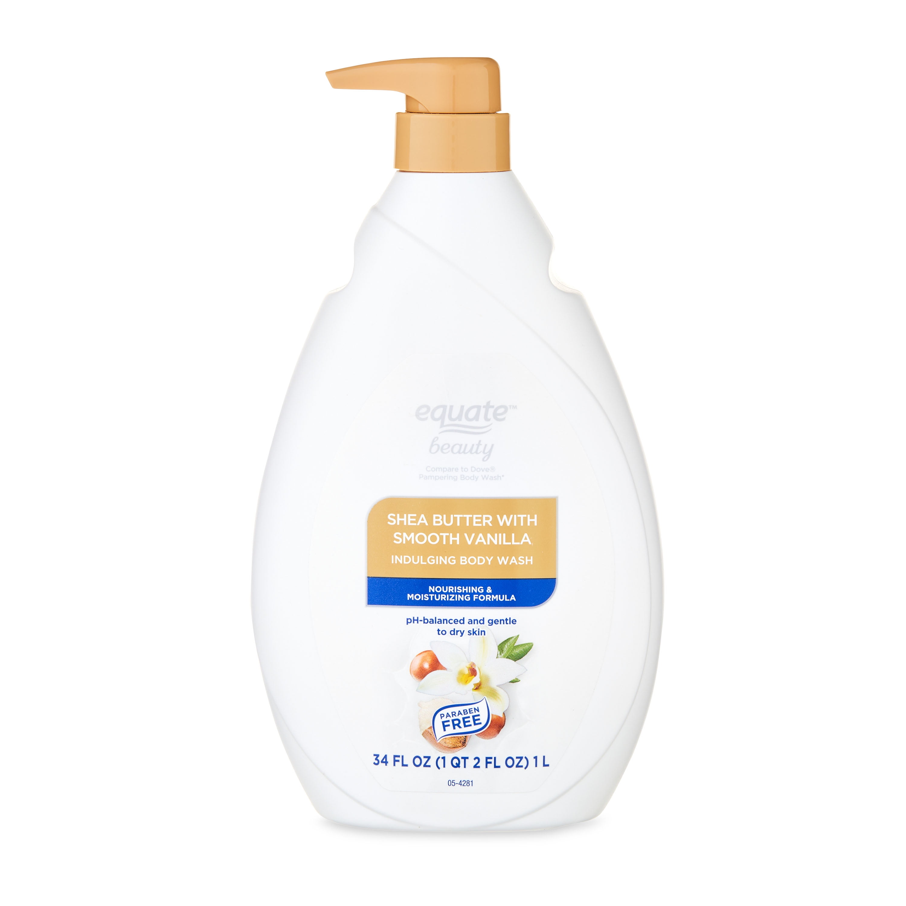 Equate Beauty Indulging Body Wash, Shea Butter with Smooth Vanilla, Dry Skin, 34 fl oz