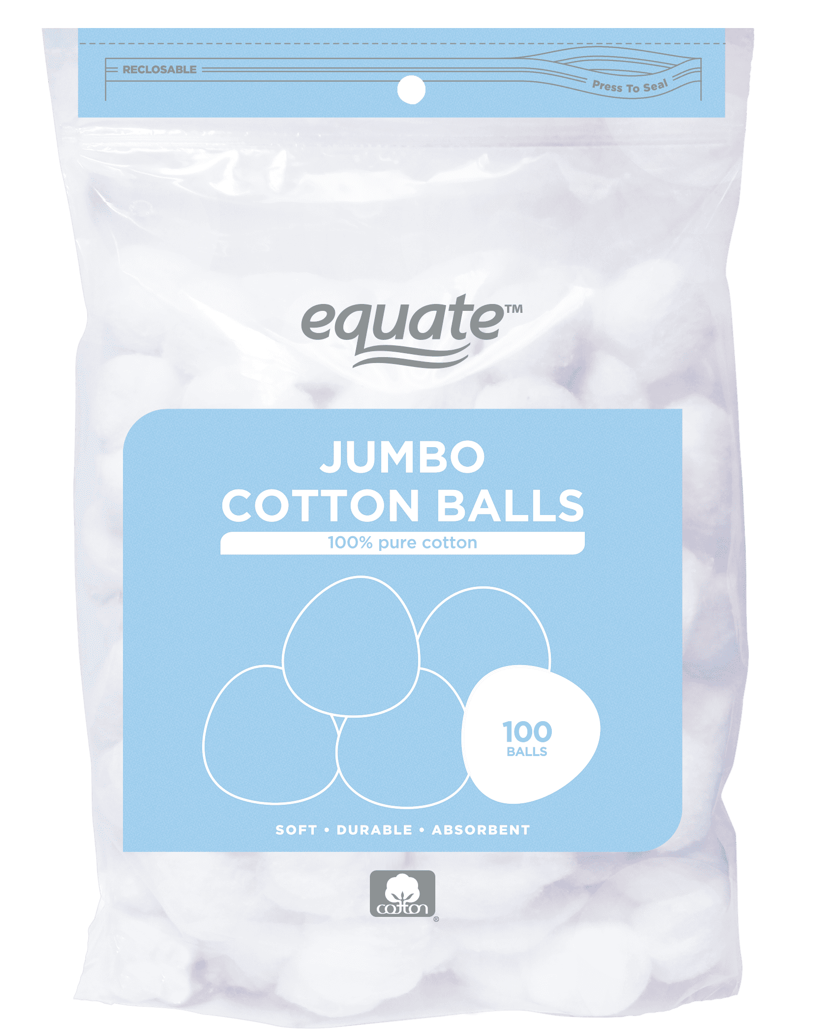 Equate Beauty Jumbo Cotton Balls, 100 Count