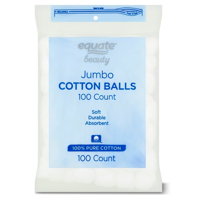 Equate Beauty Jumbo Cotton Balls, 100 Count