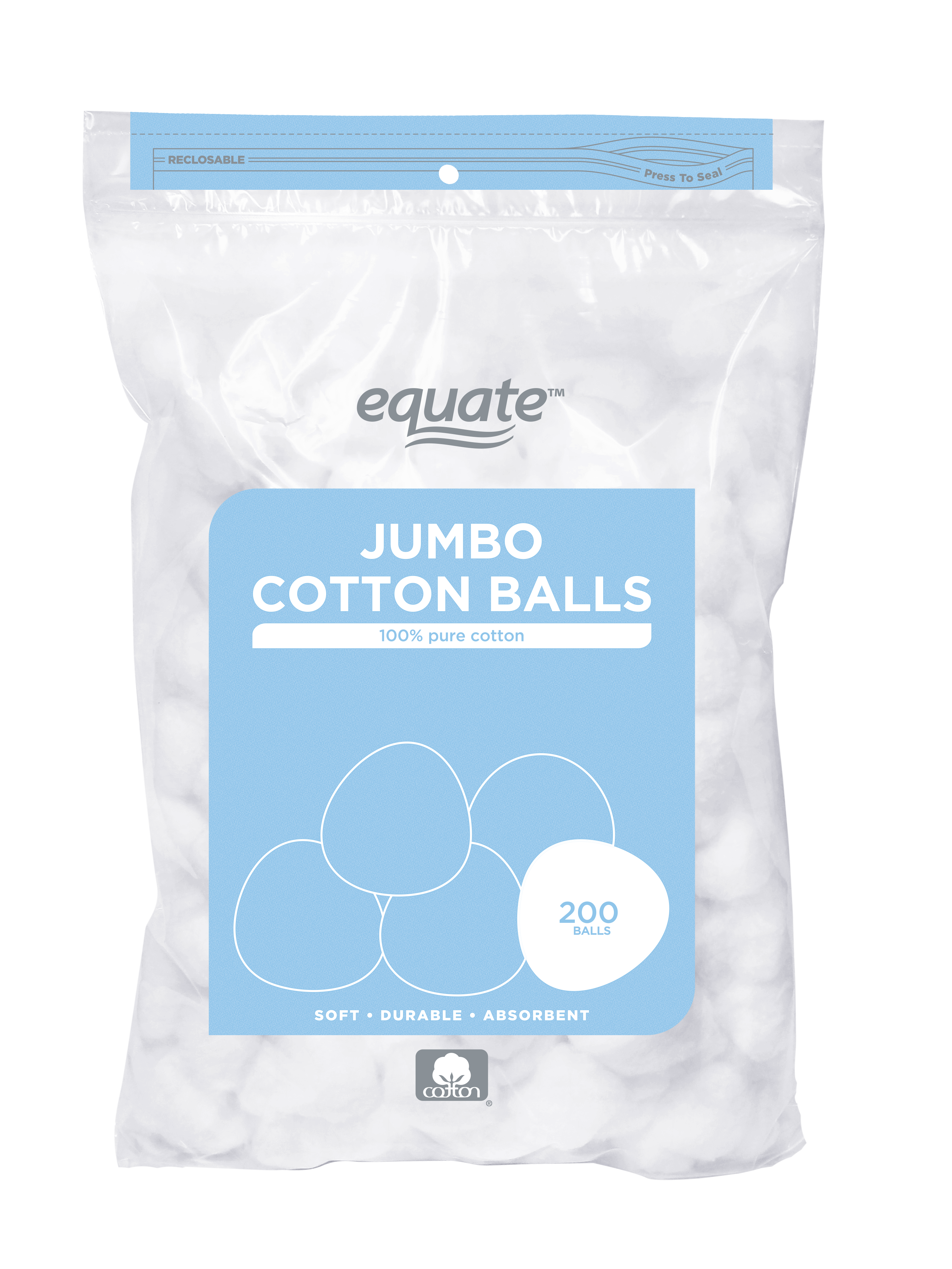 Equate Beauty Jumbo Cotton Balls, 200 Count - image 1 of 4