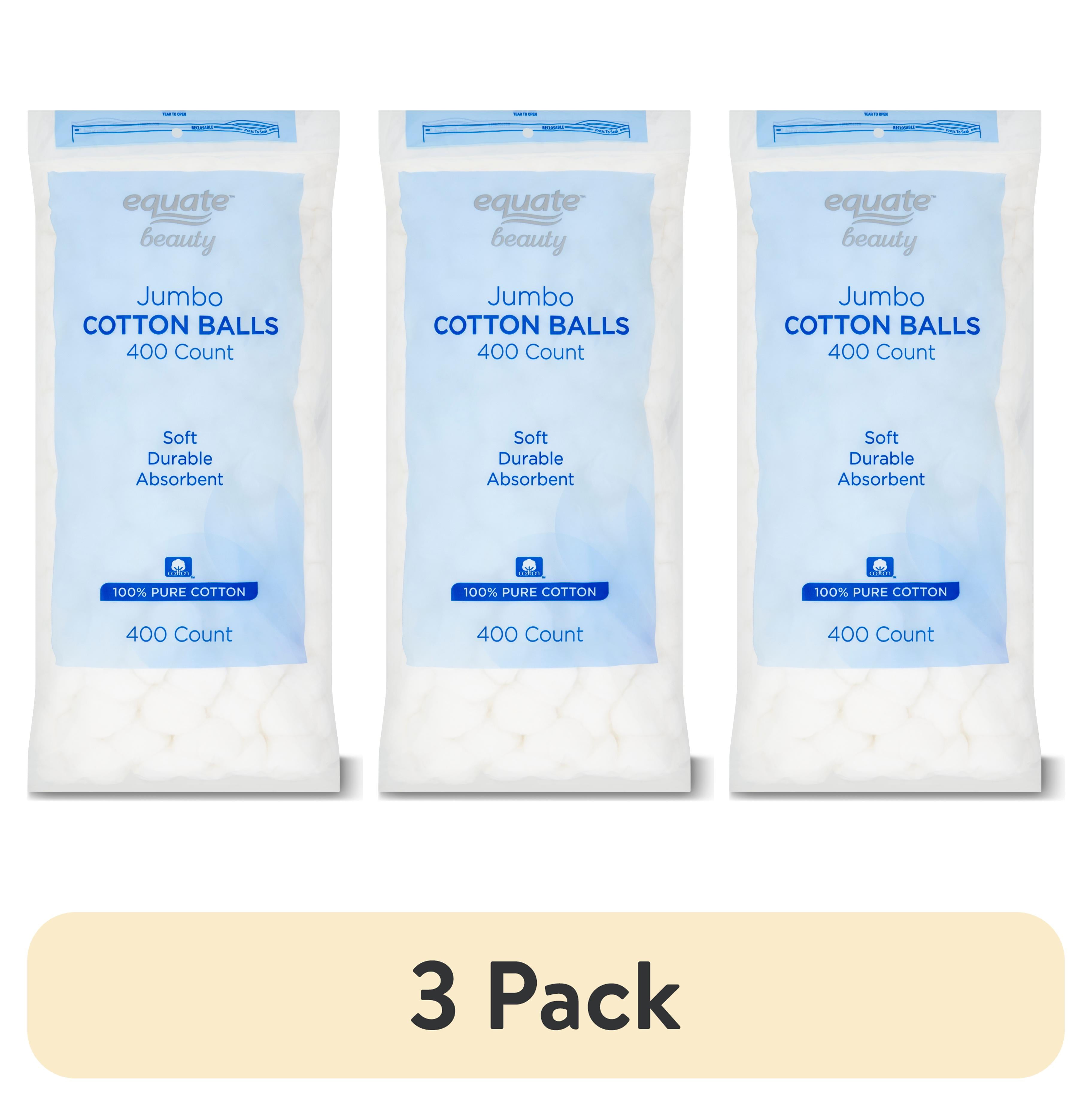 (3 pack) Equate Beauty Jumbo Cotton Balls, 400 Count