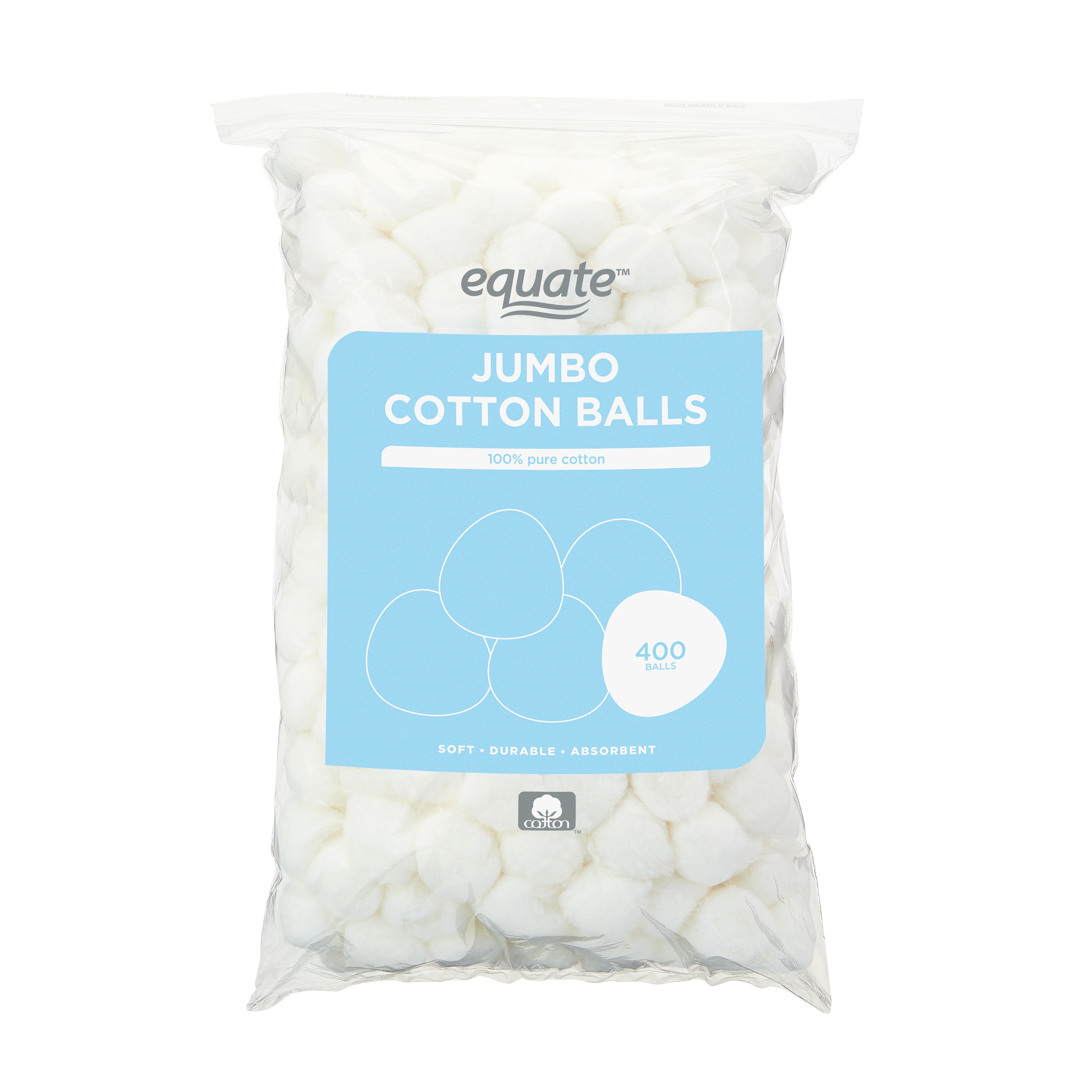 Equate Beauty Jumbo Cotton Balls, 400 Count
