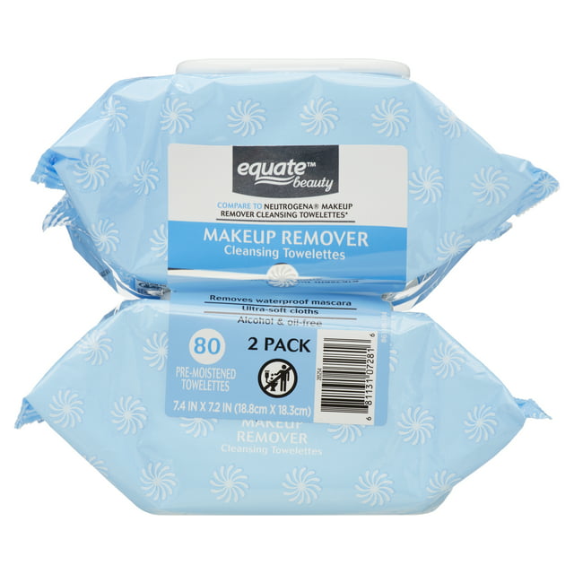 Equate Beauty Makeup Remover Cleansing Towelettes, 40 Count, 2 Pack