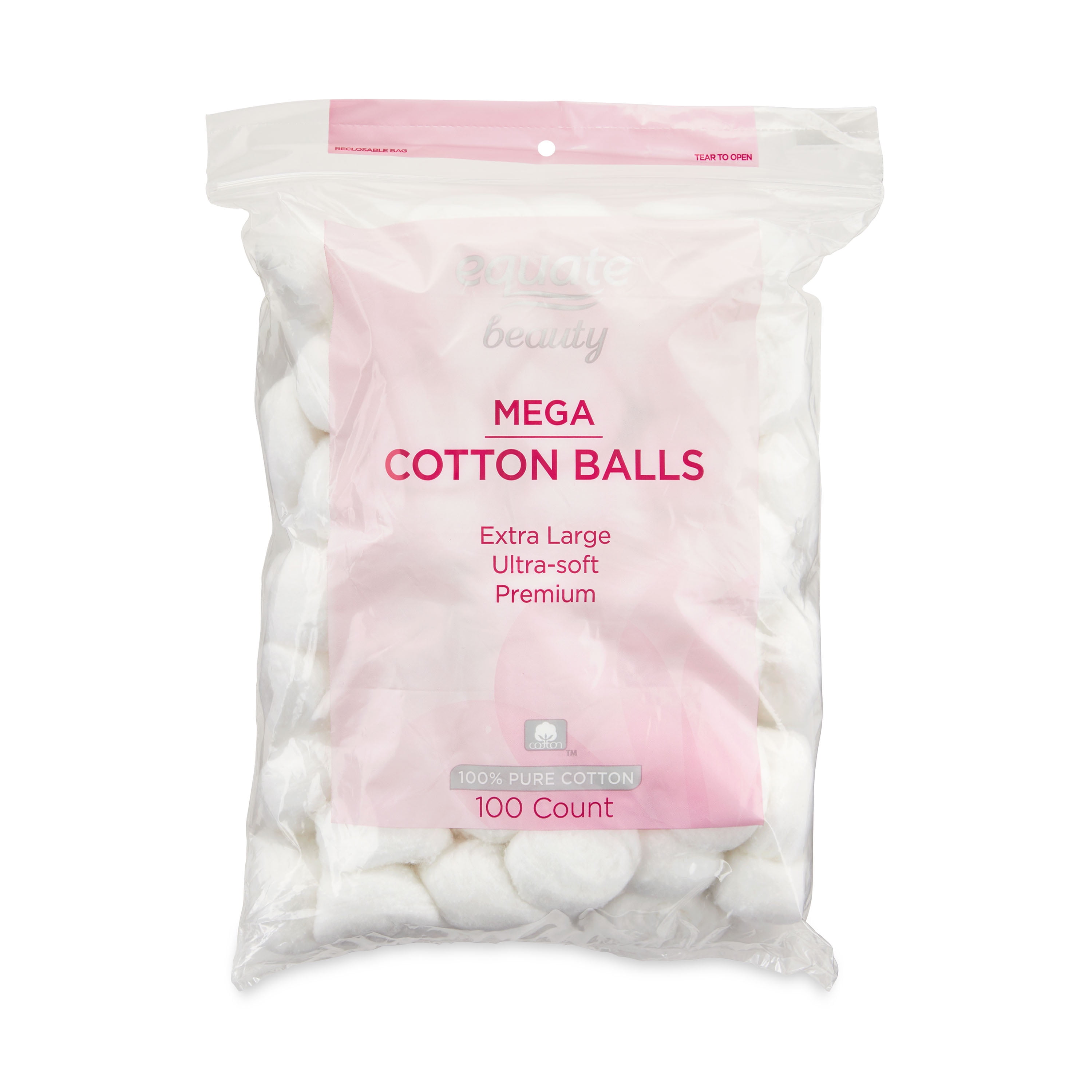 Equate Beauty Mega Cotton Balls, 100 Count