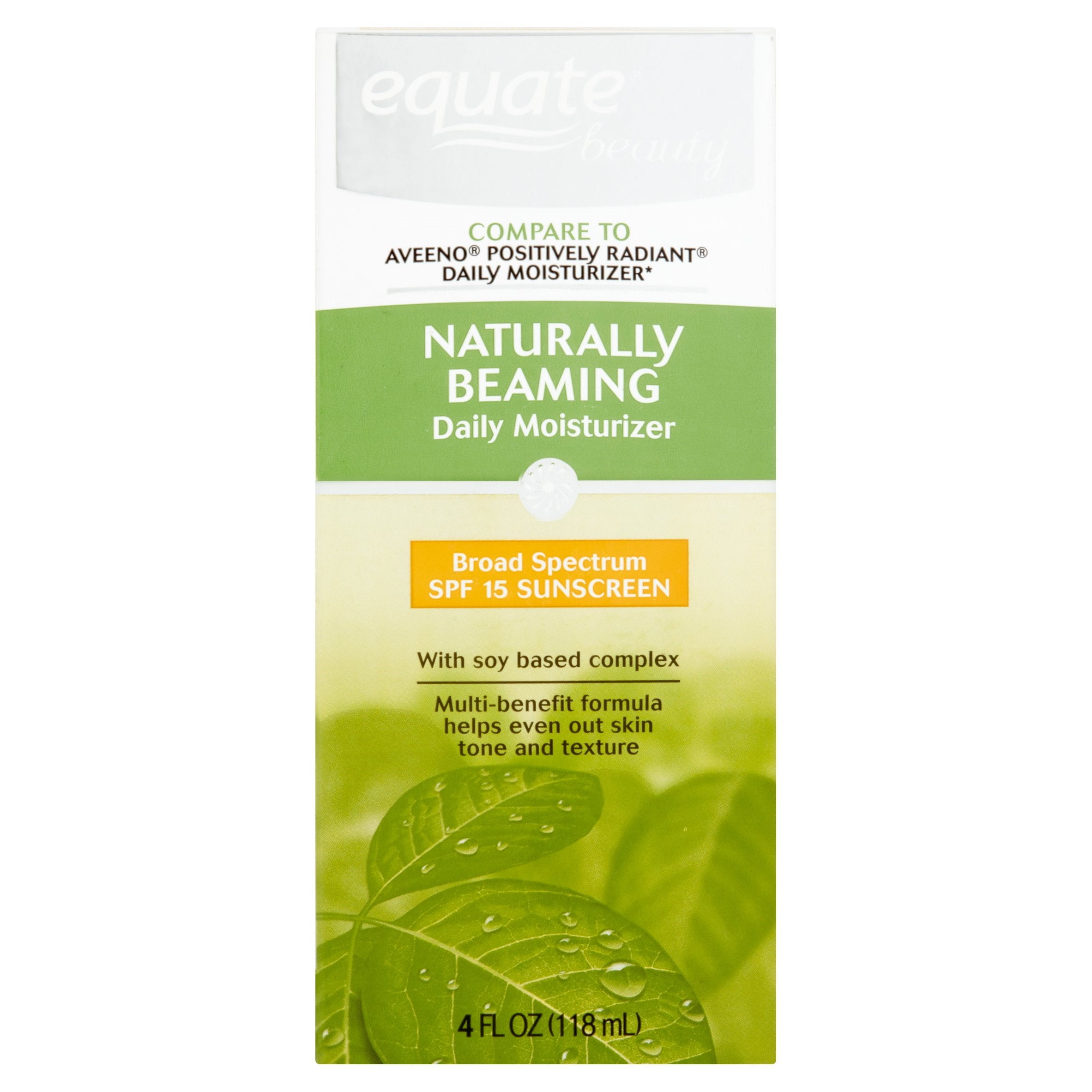 Equate Beauty Naturally Beaming Moisturizer Sunscreen Broad Spectrum, SPF 15, 4 fl oz