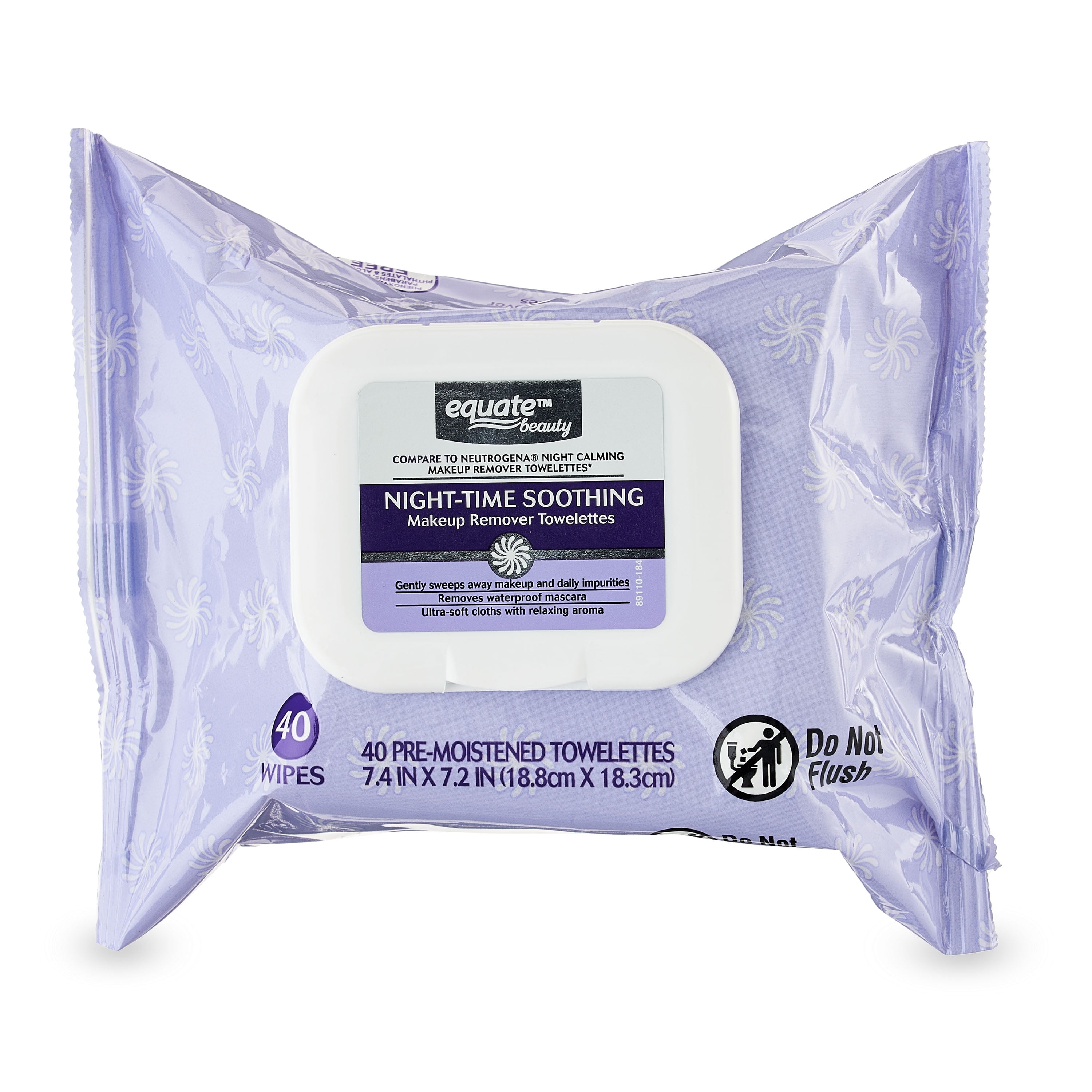 Equate Night-Time Soothing Makeup Remover Wipes, 40 Total Wipes