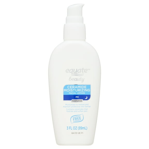 Equate Night Time Ceramide Moisturizing Facial Lotion for Face Care to Restore & Protect Skin, Fragrance Free, 3 fl oz, Compare to CeraVe Facial Moisturizing Lotion PM Ingredients