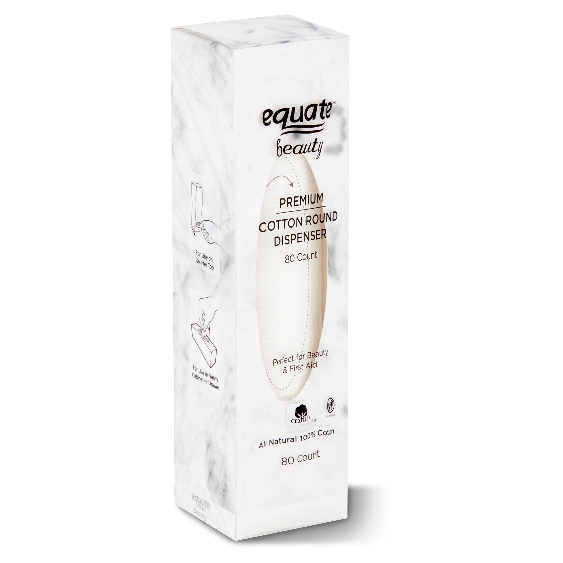 Equate Beauty Premium Cotton Round Dispenser, 80 Count